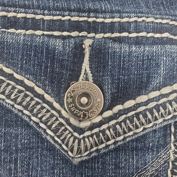 V.S.H. Jeans Women's Size 6 Straight Leg Embellished Pockets Denim Cropped - Picture 4 of 9